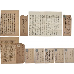 [76] 일제 강점기 경남 사천군 김봉문(金奉文) 관련 [실체엽서] 5점과 [편지와 피봉] 3점 합 8점 일괄