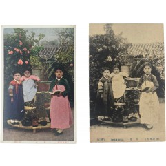 [7] 조선풍속 엽서 2점 - ‘여아’ 편